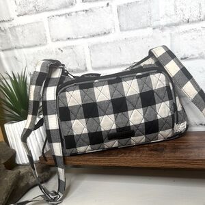 Vera Bradley RFID Black White Checkered Cross Body Purse Bag